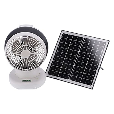 FUWE Ventilador Solar, Ventilador de Panel Solar con Cabezal Móvil de bajo Nivel de Ruido para Pescar para Salidas para Cocinas