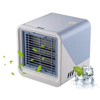 GVFTG Mini Enfriador De Aire Portátil Pequeño Ventilador De Aire Acondicionado USB De Escritorio para Oficina De Dormitorio En Casa,Azul