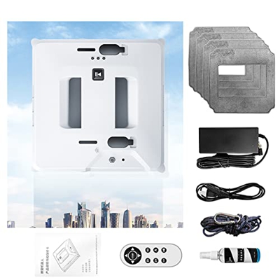 Niczu Robot Aspirador de Limpieza de Ventanas, Aspirador Eléctrico de Succión de 3000 Pa, Tanques de Agua Dobles Integrados, Control Remoto de 2,4 G, 