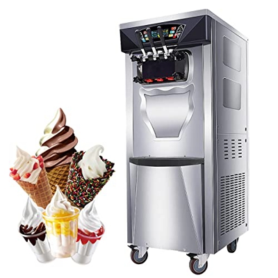 26-32L/H Máquina de Fabricante de Helados comerciales, 2+1 Fabreros Soft Serv Ice Cream Maker con Dos Hoppers de 6L 2.0L Cilindros de Cilindros Alarma