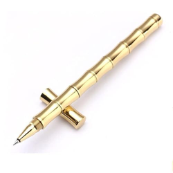 Bambú regalo Rollerball pluma mate dorado clásico latón reverso estudiante papelería suministros de oficina atractivo y moda características