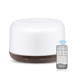 Samnuerly Humidificadores Difusor de Aceite Esencial de 500 ml, luz LED de 7 Colores y Modo de Niebla Ajustable, 4 temporizadores, automático sin Agua características