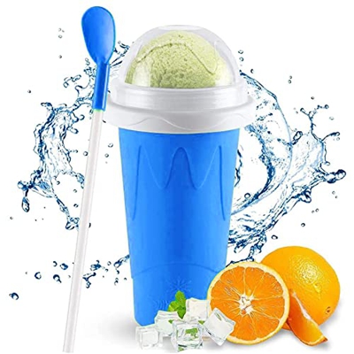 Aocase Granizadora Maquina Magic Quick Frozen Slushy Cup Taza de Enfriamiento de Doble Capa Hacer Ice Cream Maker Caseros para Niños y Familia,Azul,35