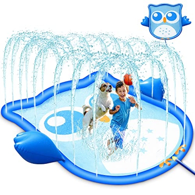 COOLJOY Juegos de Agua, Búho Aspersor Almohadilla Aspersor Agua Niños Almohadilla de Aspersión, Juego de Agua de Verano para Aire Libre Fiesta Playa J