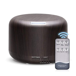 Samnuerly Humidificadores Difusor de Aroma de Grano de Madera, Niebla fría de 300 ml, 3 temporizadores y Luces LED de 7 Colores, con Control Remoto, s precio