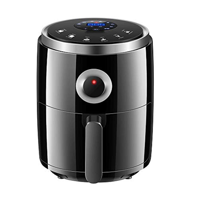 Freidora De Aire Máquina De Papas Fritas Multifunción Sin Combustible Máquina De Papas Fritas Domésticas Freidora Eléctrica De Cristal Líquido (Negro)