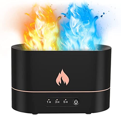 fohapfam Difusor de Aroma humidificador de Llama 3D, difusor de Aceite Esencial de 250ML con luz Nocturna y Temporizador de 1/3/5H para Dormitorio, ha