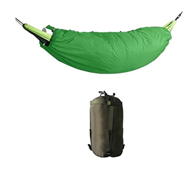 Aruie Hamaca ultraligera debajo del edredón de algodón, manta cálida para dormir, mochila de camping, color verde, adecuada para camping, senderismo, 