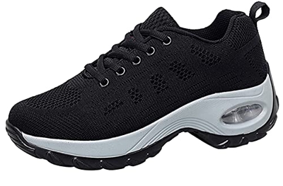 Zapatillas de Deportivas Zapatos cuña Mujer Plataforma Mocasines Primavera Verano Planas Ligero Tacon Sneakers Cómodos Zapatos para Mujer,Negro 1439,3