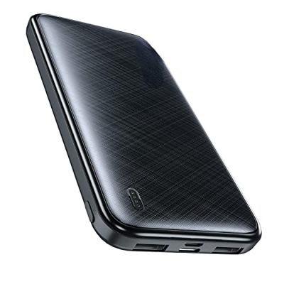 Power Bank 10000mAh Slim Power Bank Cargador de batería externo portátil 10000 mAh Dual USB Led para teléfonos inteligentes tabletas y más Black2