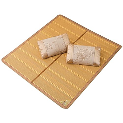Cubrecolchón Refrescante De Verano con 2 Fundas De Almohada, Colchoneta Plegable para Dormir, Estera De Bambú Carbonizado De Doble Cara para El Dormit
