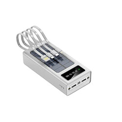 Power Bank Solar 100000mah Cargador portátil Carga rápida Batería externa con cable de carga Smartphones Tablets y más blanco características