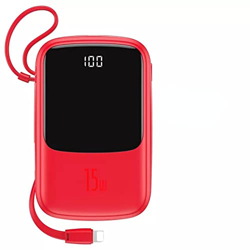 RedwithiPCable Power Bank 10000mAh Cable Integrado 3A 15W Power Bank Cargador Teléfono Pantalla Digital Pover Bank Cargador Portátil precio