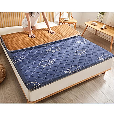 Mr.LQ Almohadilla De Ratán para Dormir De Verano, Colchón De Enfriamiento, Colchón De Aire Acondicionado Suave, Colchón De Doble Cara para Invierno Y 