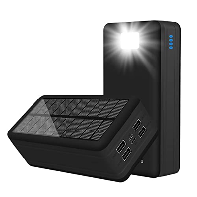 Power Bank 99000 mAh de gran capacidad solar Power Bank batería LED 4USB batería externa para smartphones tabletas y más negro