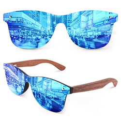 GQUEEN Gafas de sol Hombre Mujer Rectangulares Clásicas Polarizadas de Madera con Protección UV MOS09 en oferta