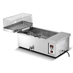 YLWJ Freidora con Cesta, freidora eléctrica Comercial de Acero Inoxidable con Pantalla de Control de Temperatura Digital, para Papas Fritas, alitas de en oferta
