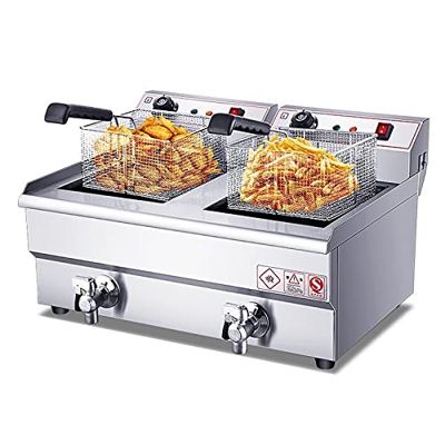 YLWJ Freidora eléctrica Comercial con Cesta, freidora de encimera de Gran Capacidad, Control de Temperatura de 60~200 ℃, Uso en la Cocina del Restaura