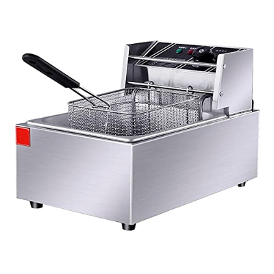 YLWJ Freidora eléctrica Comercial Freidora eléctrica de Gran Capacidad con cestas extraíbles y limitador de Temperatura Freidoras de Acero Inoxidable 