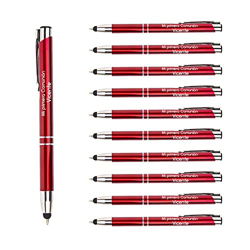 Packs 30 bolígrafos PERSONALIZADOS con texto o nombre | Color rojo y puntero para dispositivos móviles | Grabado a láser | Lote bolígrafos publicitari características