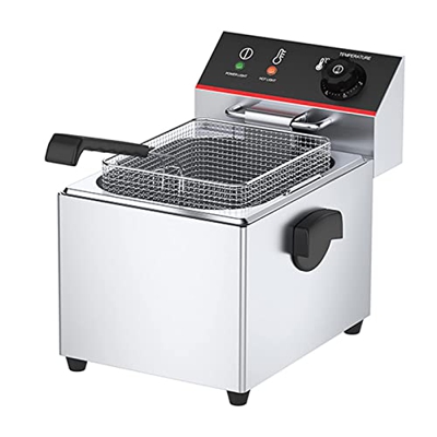 YLWJ Freidora Profesional, freidoras comerciales eléctricas de Acero Inoxidable de 2500 W con limitador de Temperatura, para Papas Fritas de Pavo, hog