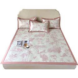 JFTMY Alfombra de Seda de Hielo Estampada de Estilo Estadounidense de Tres Piezas de Verano Plegable blandra Suave (Color : Pink, Size : 1.8m) características