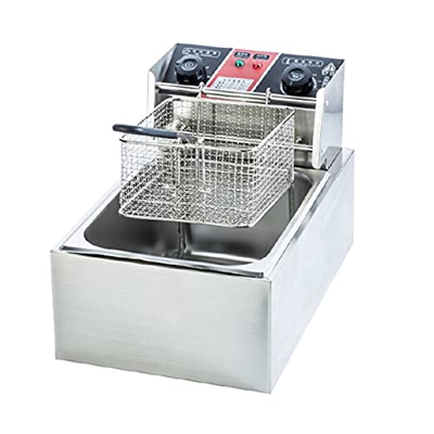 Freidora Freidora de acero inoxidable Freidoras eléctricas de 6 L Freidora comercial con cesta y temporizador de control de temperatura con tapa de ac