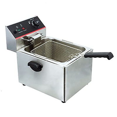 YLWJ Freidora Comercial Freidoras eléctricas de Acero Inoxidable Freidora eléctrica de un Solo Cilindro con Cesta Temperatura Constante automática, Ah