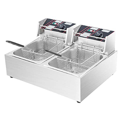 YLWJ Freidora eléctrica Comercial de 20L con 2 cestas para freír Freidoras Profesionales de encimera de Alta Capacidad, para Papas Fritas, restaurante en oferta
