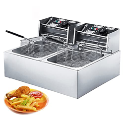 YLWJ Freidora eléctrica con Cesta y Tapa, freidora Comercial de Acero Inoxidable, freidora Francesa de encimera con Control de Temperatura para Restau características
