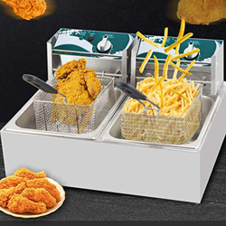 YLWJ Freidora de 2 cestas Freidora de encimera eléctrica Comercial de Doble Cilindro de Acero Inoxidable para Restaurante de Papas Fritas 20L en oferta