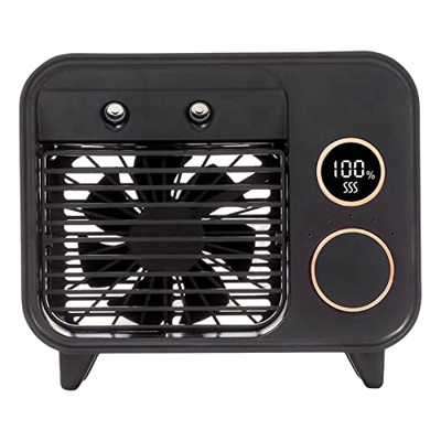KOZEEY Mini Ventilador de Aire Acondicionado pequeño Ajuste evaporativo Viento Fuerte 5 velocidades USB Recargable Ventilador de Enfriador para Viaje,