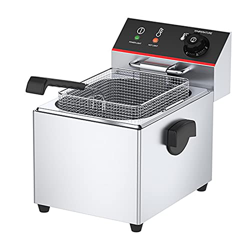 YLWJ Freidora Profesional, freidoras comerciales eléctricas de Acero Inoxidable de 2500 W con limitador de Temperatura, para Papas Fritas de Pavo, hog características