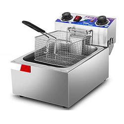 YLWJ Freidora Comercial eléctrica Freidora de Acero Inoxidable con Control de Temperatura y Temporizador, Temperatura Ajustable para Uso doméstico y C características