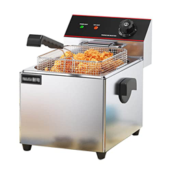 YLWJ Freidora Comercial eléctrica Profesional, freidora Profunda de Acero Inoxidable con Cesta y Perilla de Temperatura para cocinar Papas Fritas, Aro en oferta