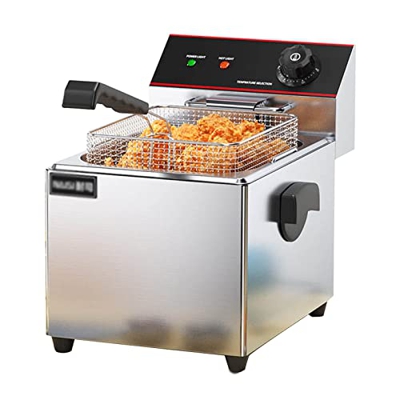 YLWJ Freidora Comercial eléctrica Profesional, freidora Profunda de Acero Inoxidable con Cesta y Perilla de Temperatura para cocinar Papas Fritas, Aro