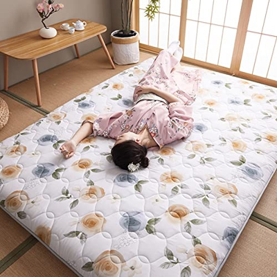 Colchón de Futón de Piso para Dormir Tatami-Japones Colchón Plegable Suelo-Espuma De Memoria Respirable Colchón Acolchado Hipoalergénico Transpirable 