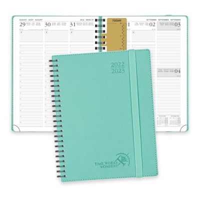 POPRUN Agenda 2022 2023 Semana Vista Vertical 16,5 x 22 cm - Agenda Escolar 2022-2023 Semanal 16 Meses (Sep’22-Dic’23) con Tapa Blanda en Cuero Vegano