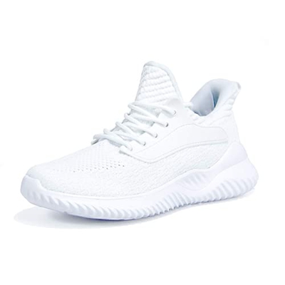 Zapatillas de senderismo para mujer, ligeras, de malla, transpirables, para correr en carretera, para gimnasio, trabajo, trotar, color Blanco, talla 3