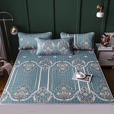 Colchoneta De Dormir De Verano, Colchoneta De Seda De Hielo, Juegos De Cama De 3 Piezas, Colchón De Refrigeración Plegable De Látex Europeo, Almohadil