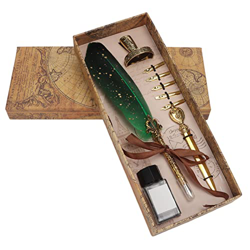 Pluma de Ave, Estilo Exquisito Pluma de Pluma Múltiples Puntas de Repuesto para el Hogar para la Oficina para la Escuela(Verde) en oferta