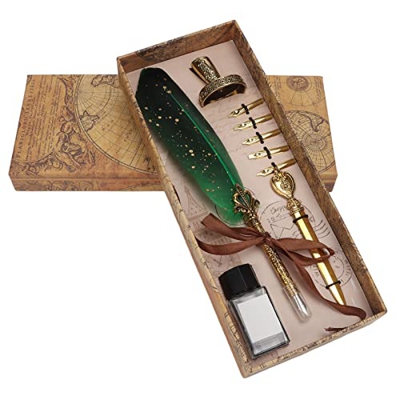 Pluma de Ave, Estilo Exquisito Pluma de Pluma Múltiples Puntas de Repuesto para el Hogar para la Oficina para la Escuela(Verde)