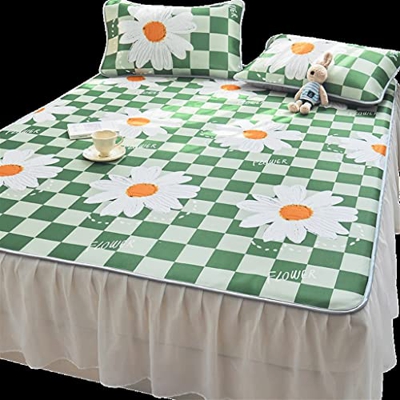 JFTMY Summer Cool Mat de Hielo Mat de Seda de Seda Falda de Tres Piezas Modelo (Color : Green, Size : 1.8m)