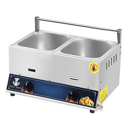 Freidora de Gas Comercial, Freidoras Profunda de Doble Tanque de Acero Inoxidable, Perilla de Control de Temperatura Dual Independiente, Diseño Dividi precio