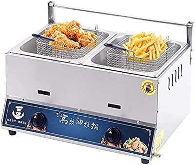 LITET Freidora Profesional De 10L/20L, Freidora De Patatas Fritas De Pollo De Acero Inoxidable con Cesta para Restaurante Comercial, Encimera, Cocina 