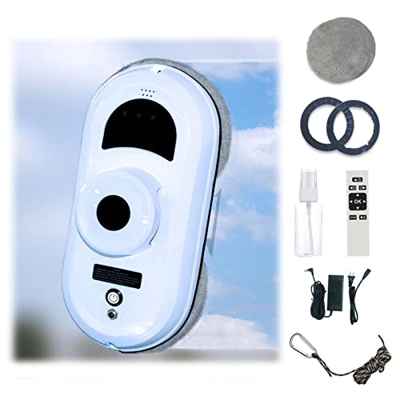 Niczu Limpiador de Robot Automático Inteligente de Limpieza de Ventanas con Control Remoto Inalámbrico Adecuado para Vidrio Interior al Aire Libre,Whi