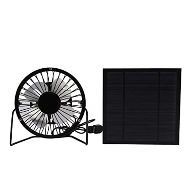 Fyearfly Ventilador de Panel Solar al Aire Libre, Ventilador de Banco de energía de Ventilador de Hierro de enfriamiento USB Alimentado por Mini Panel