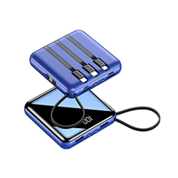 Powerbank 30000 mAh 30000 mAh Power Bank para pantalla con cable Cargador portátil compatible con smartphones, tablets y más azul características