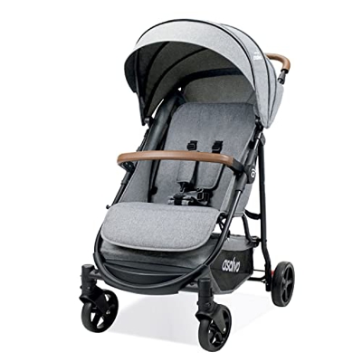 Asalvo Silla de paseo Plegado fácil/Carrito Ligero y compacto/Asiento Amplio y Cómodo/Respaldo Totalmente Reclinable/Capota Extensible con Visera/Rued