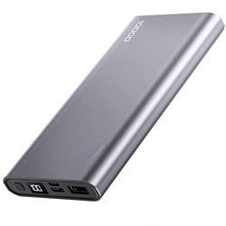 Power Bank 10000 mAh Cargador portátil Carga rápida externa para baterías portátiles, adecuado para smartphones, tablets y más 2,1 ASilver en oferta